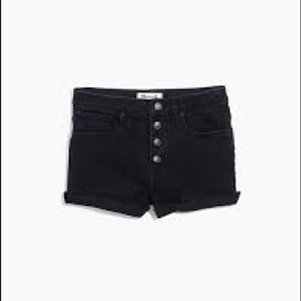 NEW Madewell High-Rise Denim Shorts in Black Frost: Button-Front Edition Size 26 - Picture 12 of 12